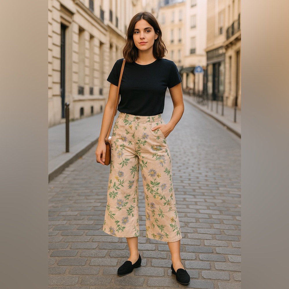 Anthropologie English factory floral high waist wide leg pants Aug sale
